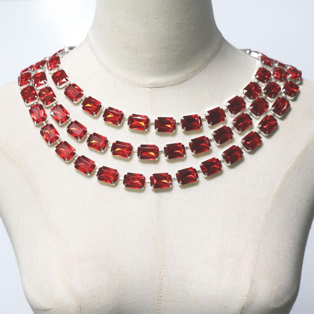 European And American Jewelry, Shiny Rows Of Square Rhinestone Necklaces, Beach Music Party Wear