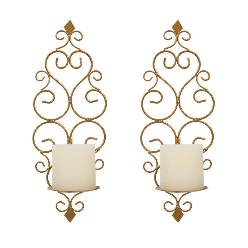 

Iron Candle Sconce Holder Set of 2 Hanging Wall Mounted Pillar Candle Sconces Holder,Wall Sconces Decor for Bedroom Dining Room