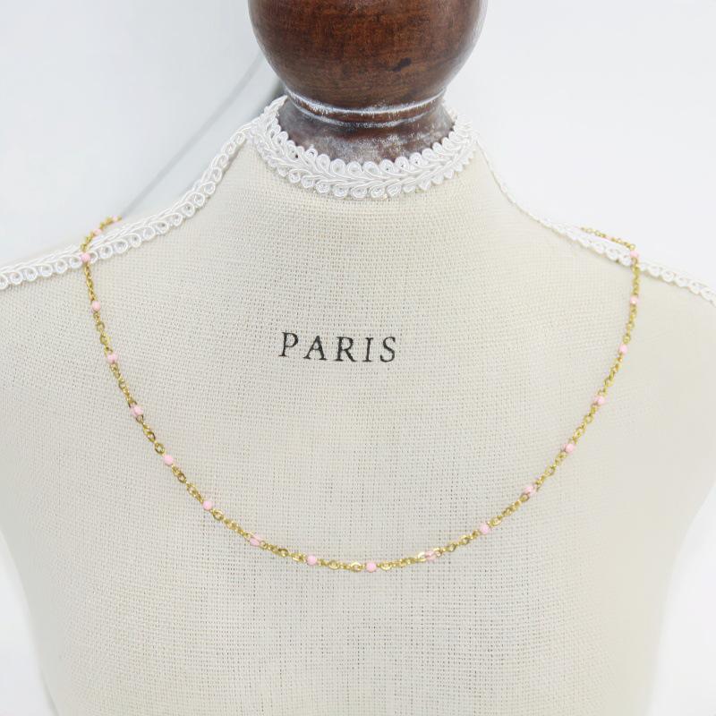 Edelstahl Tropföl Perlen-Kugelketten-Halskette – Nicht verblassend, Farberhaltend, Handgemachter DIY-Schmuck