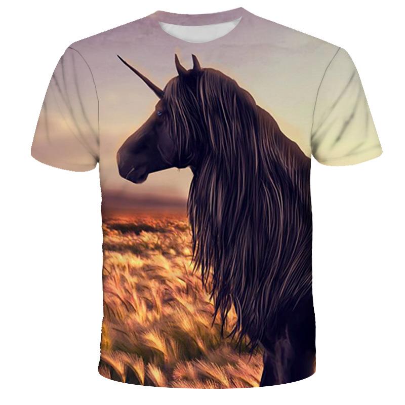 4-13y Girls Boys Dabbing Unicorn T-shirt Summer Kids Colorful Animal Horse 3d Print Clothes T Shirt Kids Baby Cool
