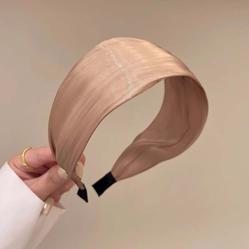 Korean Solid Color Satin Headband for Women Girls Fashion Elegant Wide Sponge Hair Hoop Headwear Hair Accessories