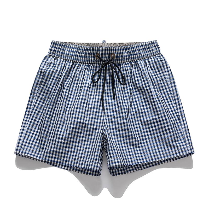 Men's Gingham Casual Shorts – Elastic Drawstring Waist Pocket Shorts for Summer Daily & Streetwear