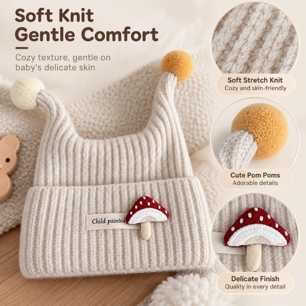 Wind Proof Baby Beanie Knitted Fabric Earflap Cap Easy Wear Toddler Cap  Stroller Trip