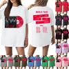 Women's Casual Printed T-Shirt Round Neck Pullover Short Sleeve Top