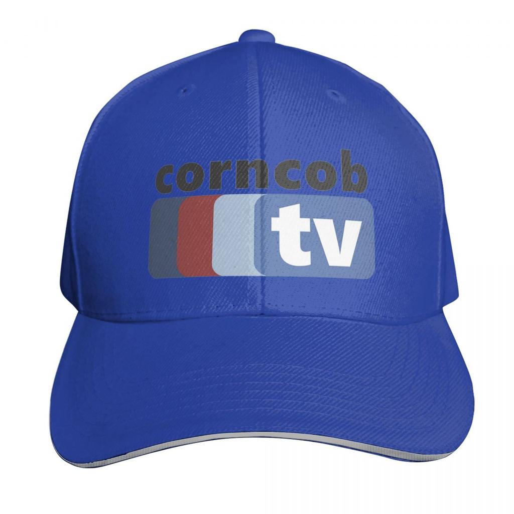 Corncob Tv Baseball Cap Snapback Flat Bill Strapback Dad Hat Six Panel Structured Crown