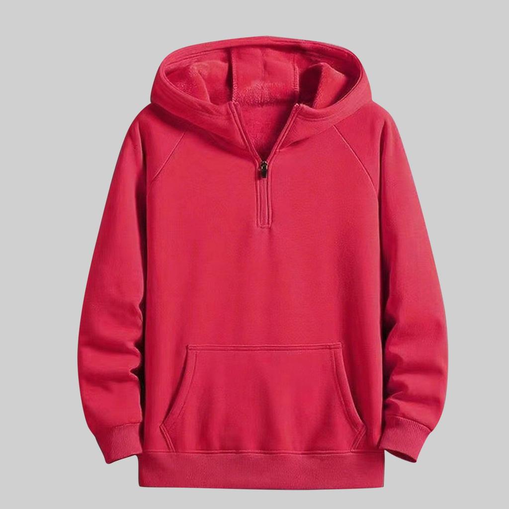 Men Hoodies Loose Sweatshirts Casual Fleece Lined Sweatshirt Winter Warm Hooded Pullover Tops With Pocket