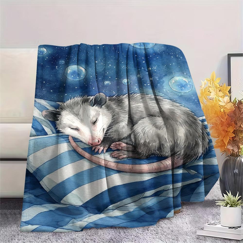 1PC Tropical Floral Art Print FlAannel Blanket, High quality Comfortable for All Seasons, Home Decor, Warmth and Comfort