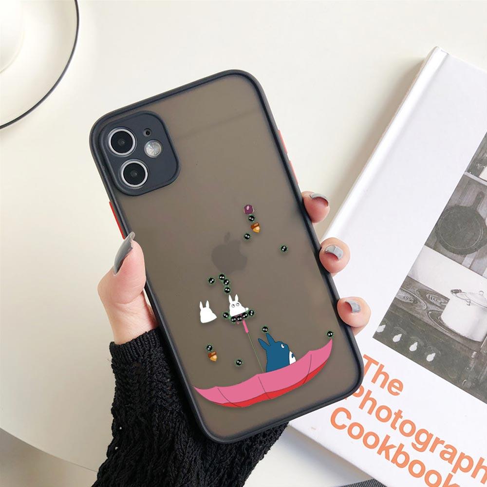Custodia per telefono divertente anime giapponese Totoro per iPhone 11 12 13 14 Pro Max XR X 8 7 Plus Pro XS Mini Custodie con sensazione di pelle Copertura in silicone