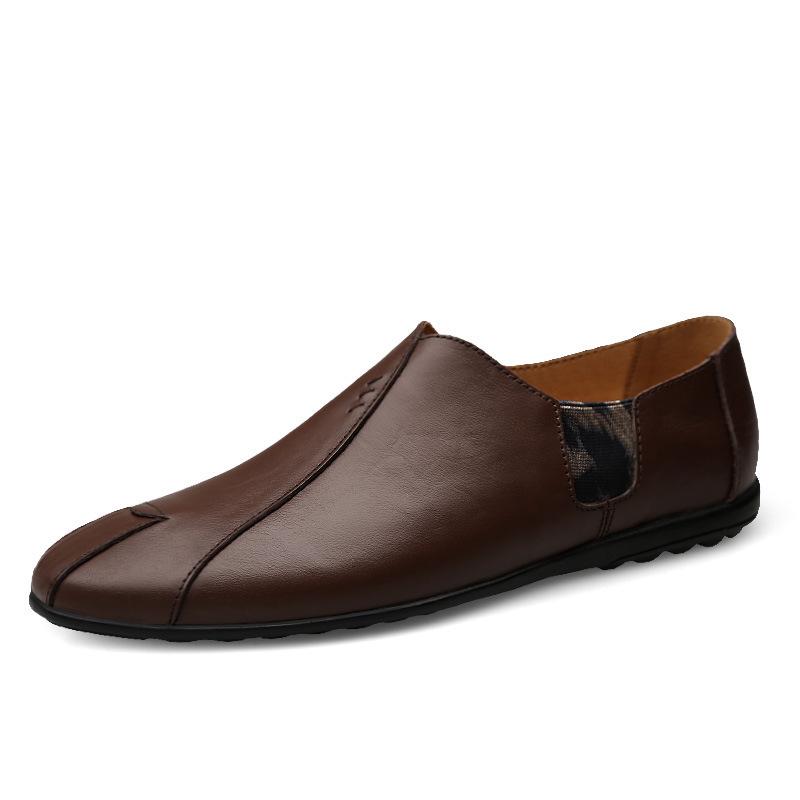 Men s Korean Style Cowhide Driving Loafers - Large Size Leather Slip-On Shoes Size 46