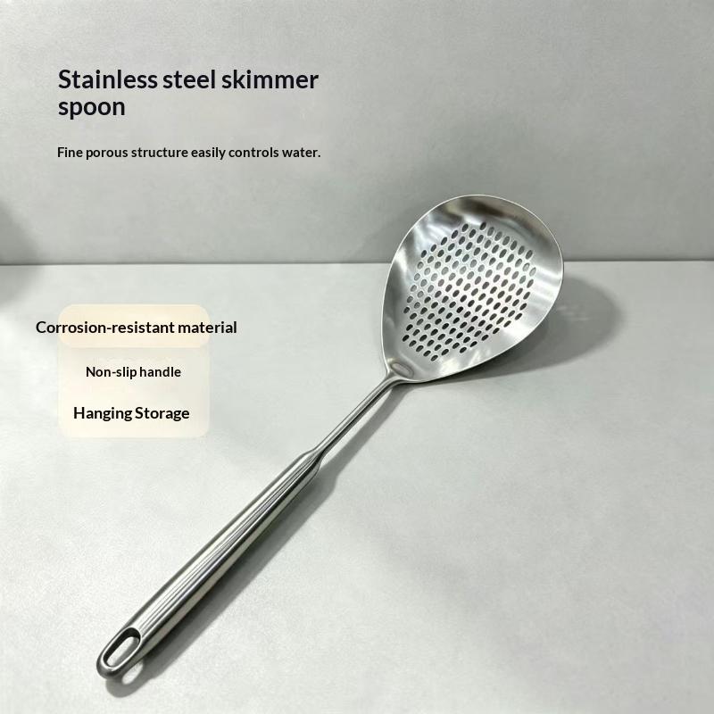 Stainless Steel Ladle Skimmer Heavy Duty Fine Mesh High Heat Resistant Food Strainer for Home Kitchen Hot Pot Cooking