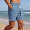 Pantaloncini casual da uomo a tinta unita in maglia waffle con coulisse in vita