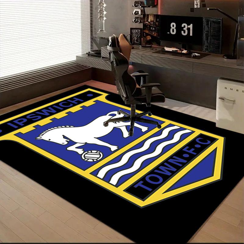 Town Football Club Crest Printed Office Carpet Chair Cushion Entryway Rug, Rugs for Living Room, Bedroom Christmas gifts