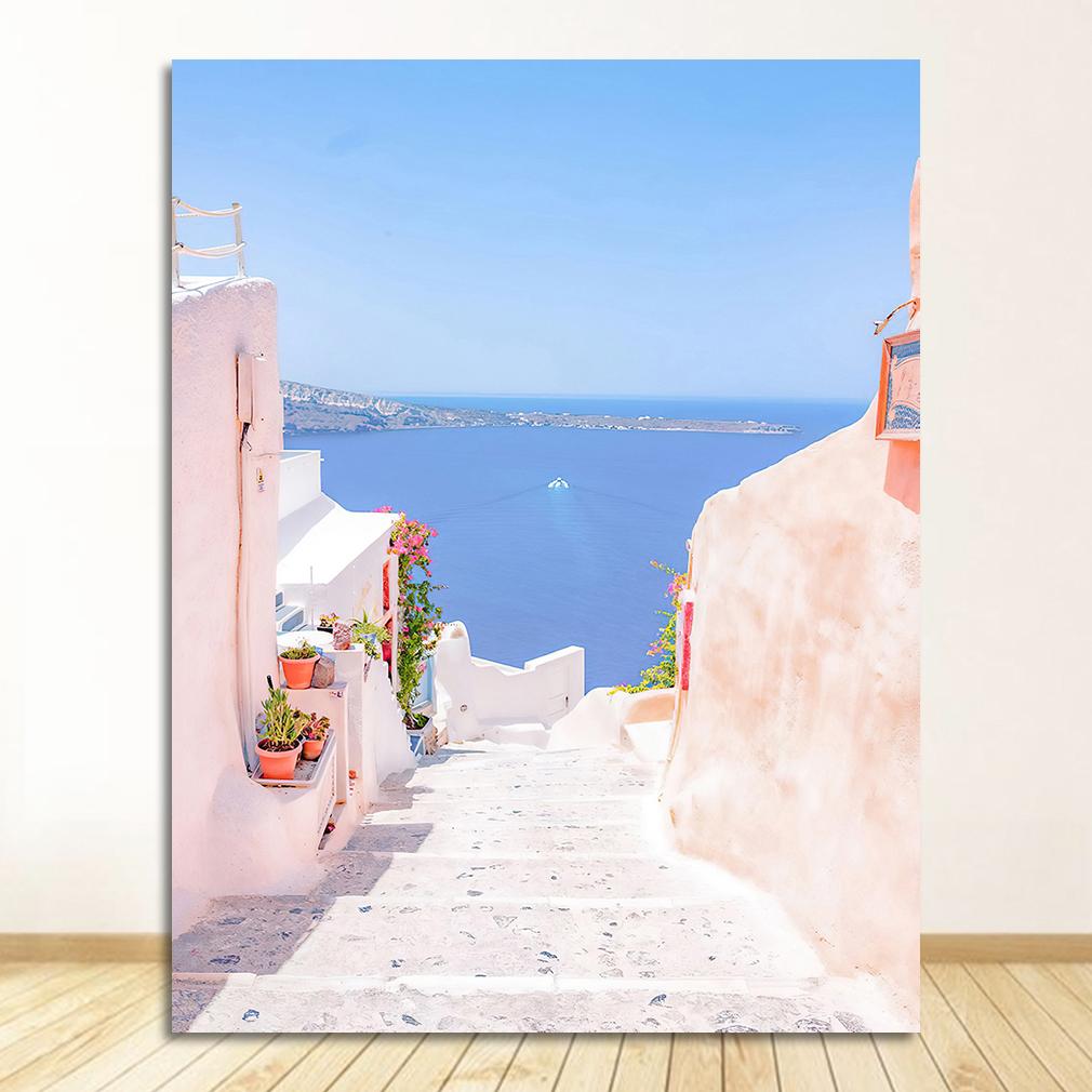 Greek Island Travel Poster Minimalist Wall Art Canvas Painting Summer Greece Prints Mamma Mia College Dorm Decor Santorini