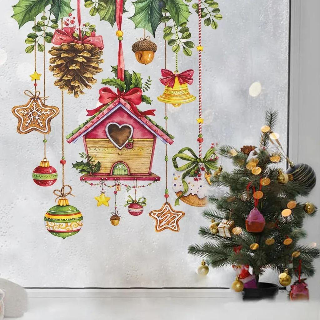 New Merry Christmas Wall Sticker Door Decor Mural Living Room Cartoon New Year Decoration Self-adhesive Decals Accessories