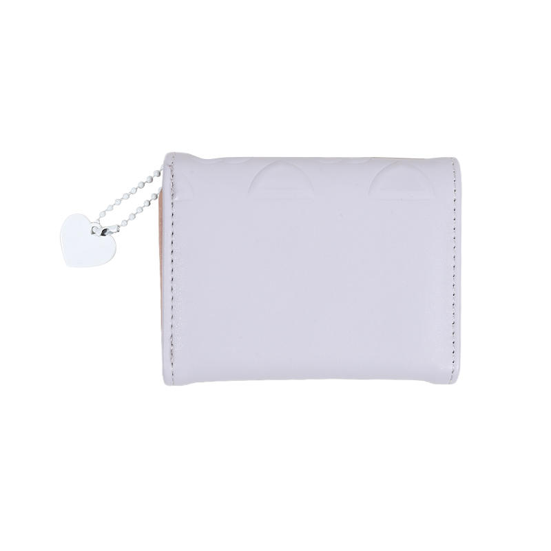 Women Cute Heart Embossed Slim Leather Wallet Small Trifold Wallet Cash Pocket Card Holder with ID Window