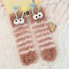 Funny Mink Socks Women's Winter Thickened Plush Warm Sleeping Socks Home Sleep Cute Doll Plush Medium Tube