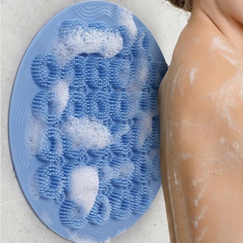 1 Peça de escova de limpeza de costas de silicone com ventosa, almofada de banho esfoliante reutilizável, antiderrapante, pode limpar a sujeira da pele, almofada esfoliante
