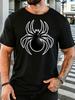 Black Spider With White Outline Unisexs Front Print T Shirt Creepy Insect Graphic Tee Casual Short Sleeve Horror Style Lover Gift