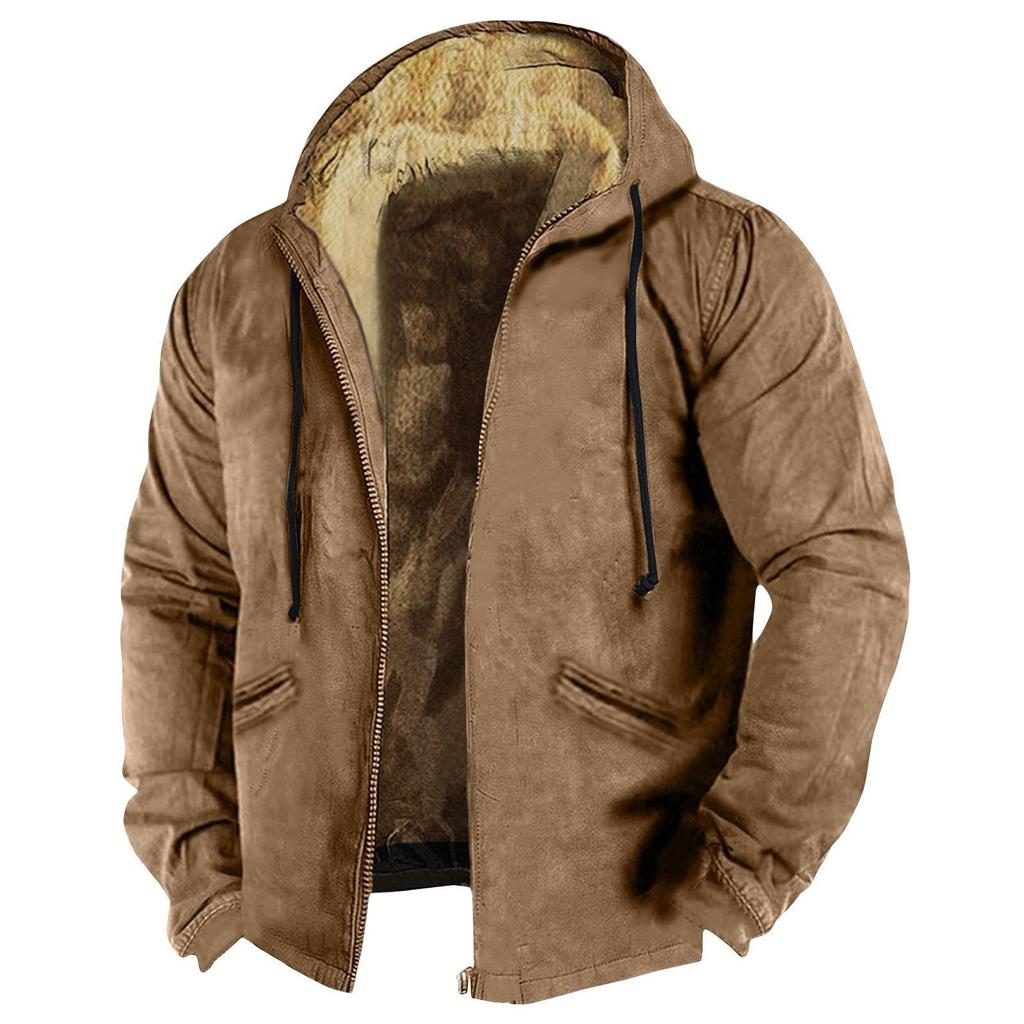 Giacca da uomo in tinta unita Giacca con cappuccio con cerniera e tendenza casual primaverile e autunnale