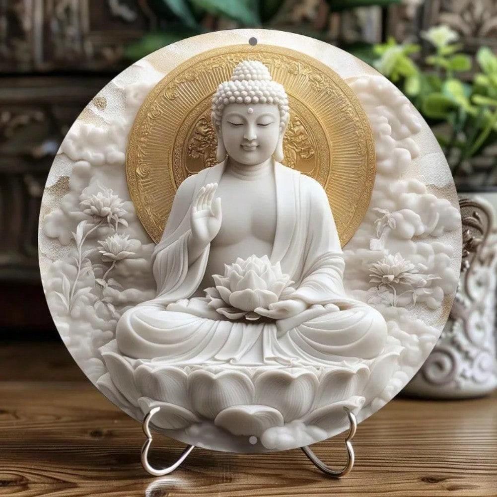 

Vintage Aluminum Metal Tin Sign Buddha Wall Art for Bar Kitchen Cafe Decor 20x20