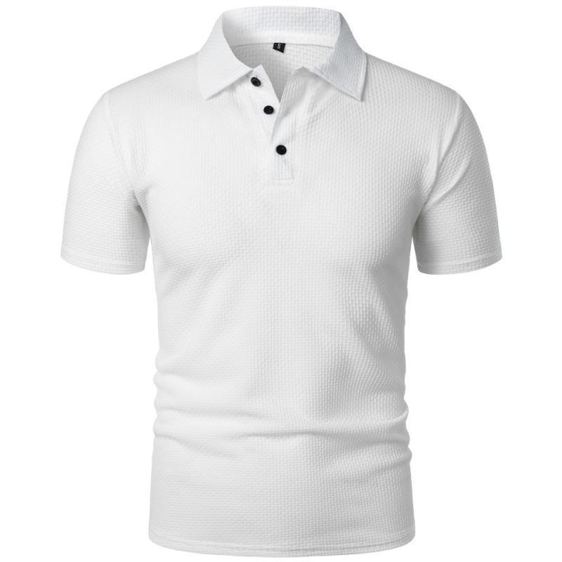 New Summer T-shirt Paul Short Sleeved Mesh Ice Silk Men's Fashion Casual Shirt Collar Solid Color