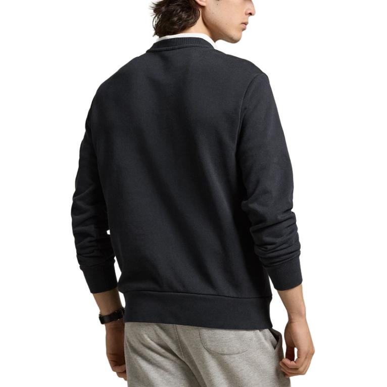 Polo Ralph Lauren FW24 Solid Color Small Pony Embroidered Crew Neck Long Sleeve Sweatshirt Men Sweatshirt Black MNPOKNI16823979-001