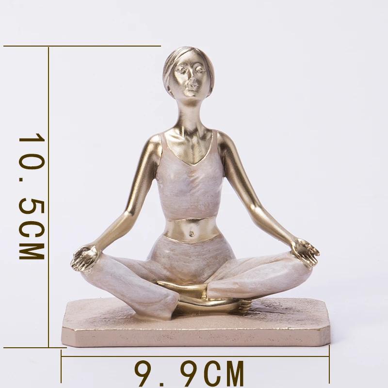 Creative Painted Yoga Girl Figures Statue Crafts Desk Decoration Yoga Sports Character Sculpture Ornaments Room Aesthetics Decor