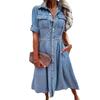 Collar Brewed Slim Fit Denim Dress Lapel Breasted Silm Denim Dress