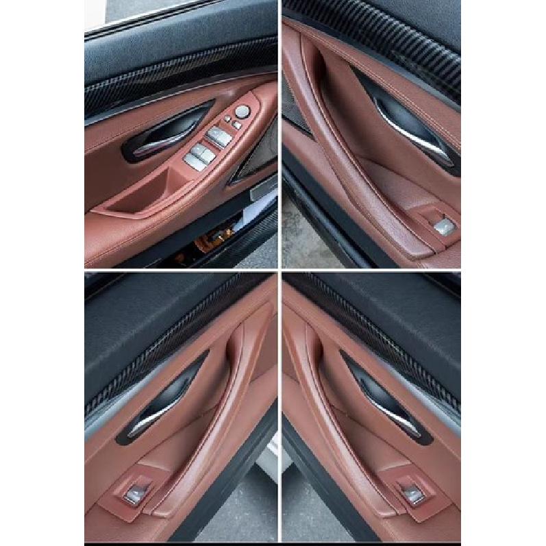 7PCS Red Brown Car Interior Door Handle Trim Replace For BMW F10 F11 5 Series