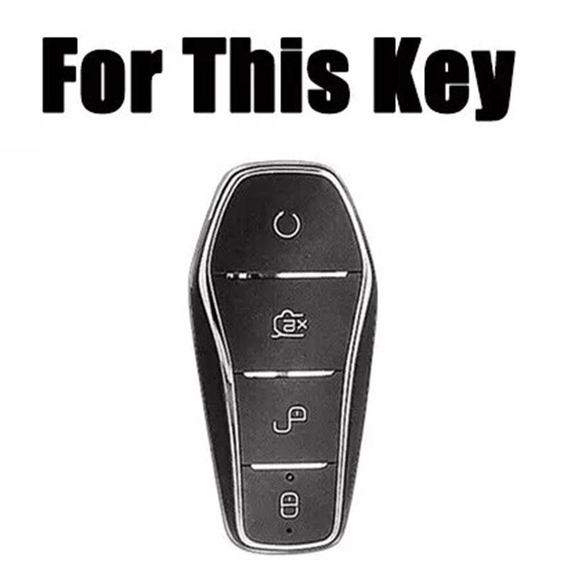 Car Key Case Cover with Zinc Alloy and Leather for BYD Song Qin Han EV and For Tang DM Provides Longevity and Protection