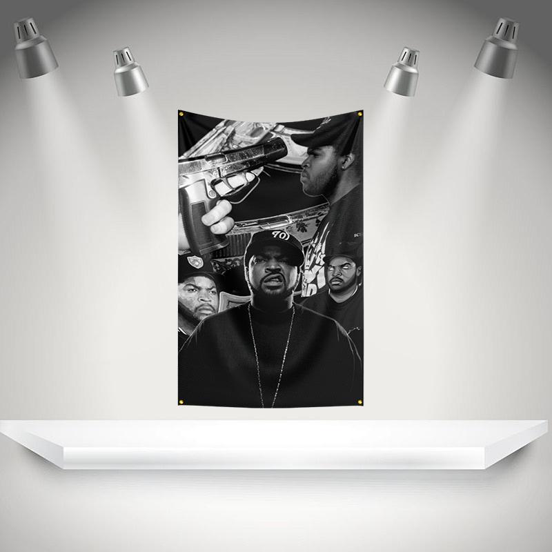 I-Ice Cubes Flag Rock Music Band Banner HD Printing Tapestry Exhibition, Music Band Fans, Garage Decor