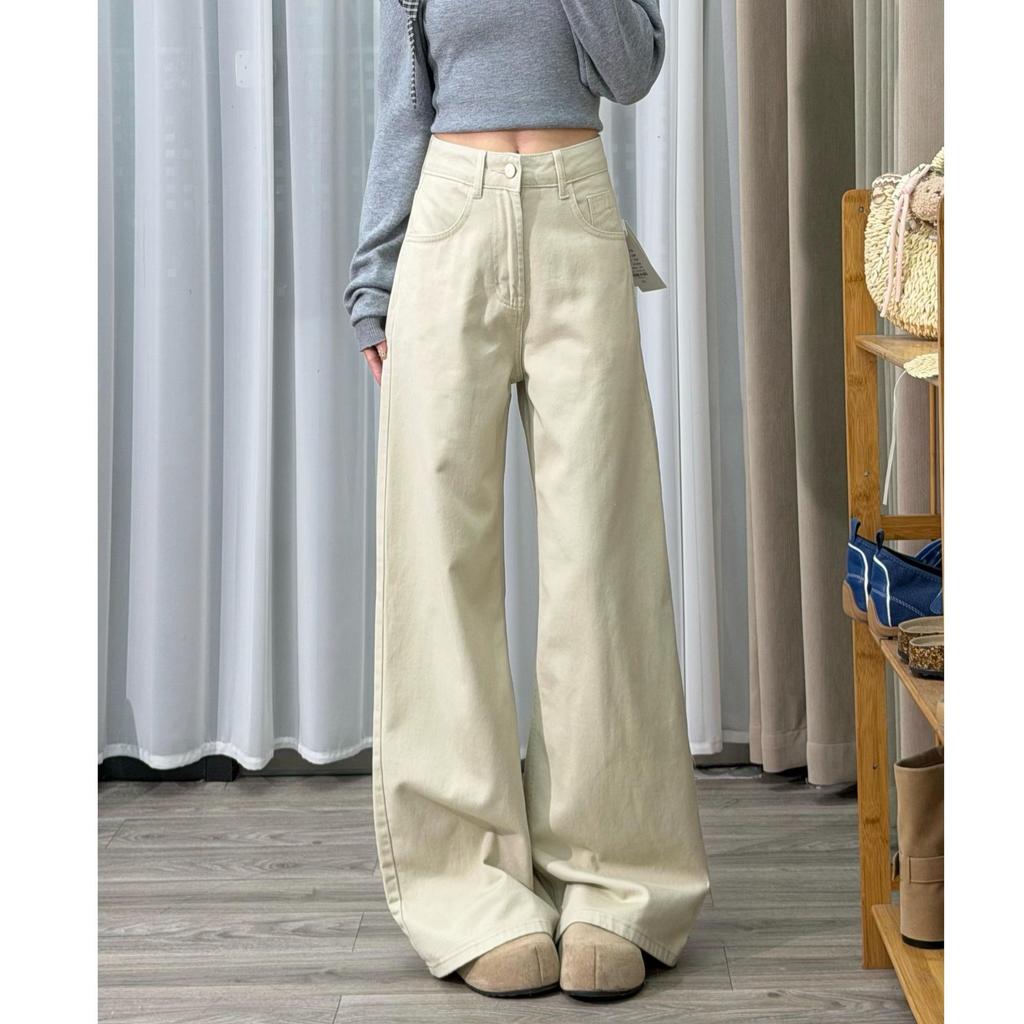 2026 New Spring American Style Women's High Waist Wide Leg Jeans – Slimming, Loose, Floor-Length Pants