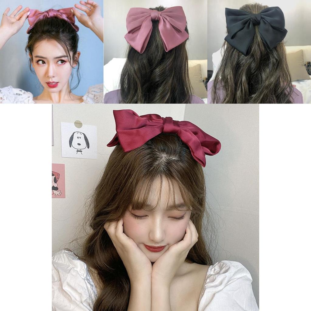 Chic Satin Ribbon Hairpins With Large Bow For Stylish Women And Girls