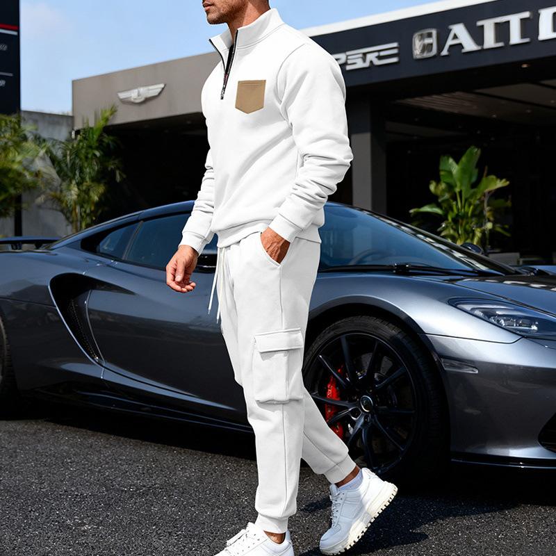Fashionable  Autumn and Winter New Men's Loose Velvet Workwear Commuter Sweatshirt and Sweatpants Suit