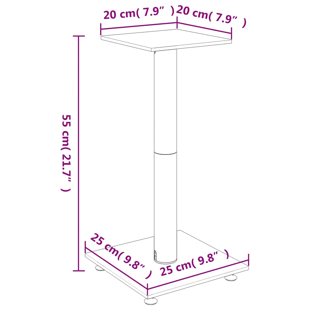Speaker Stands (2 Pcs) Black Tempered Glass 1 Column