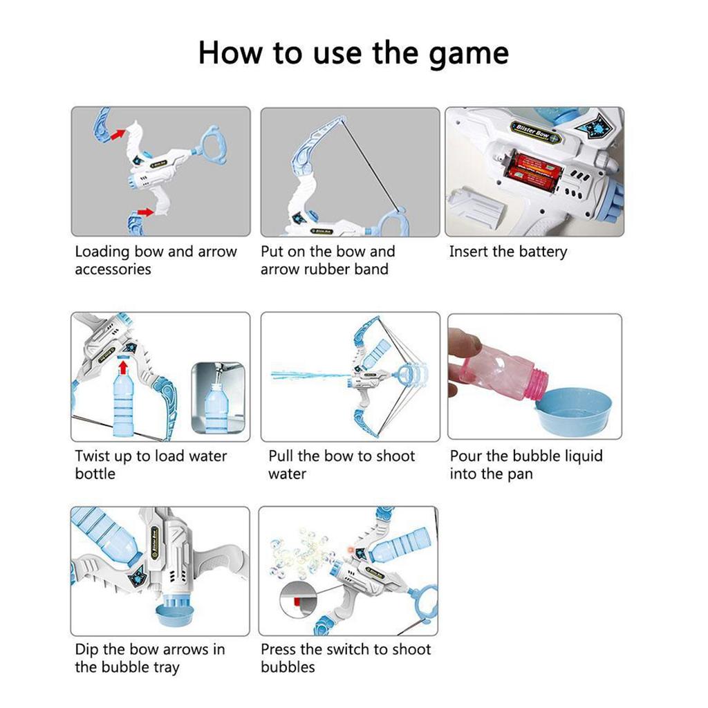 Kids Automatic Bubble Machine Bow and Arrow 2 in 1 Bubble Maker Summer Outdoor Multi Hole Bubble
