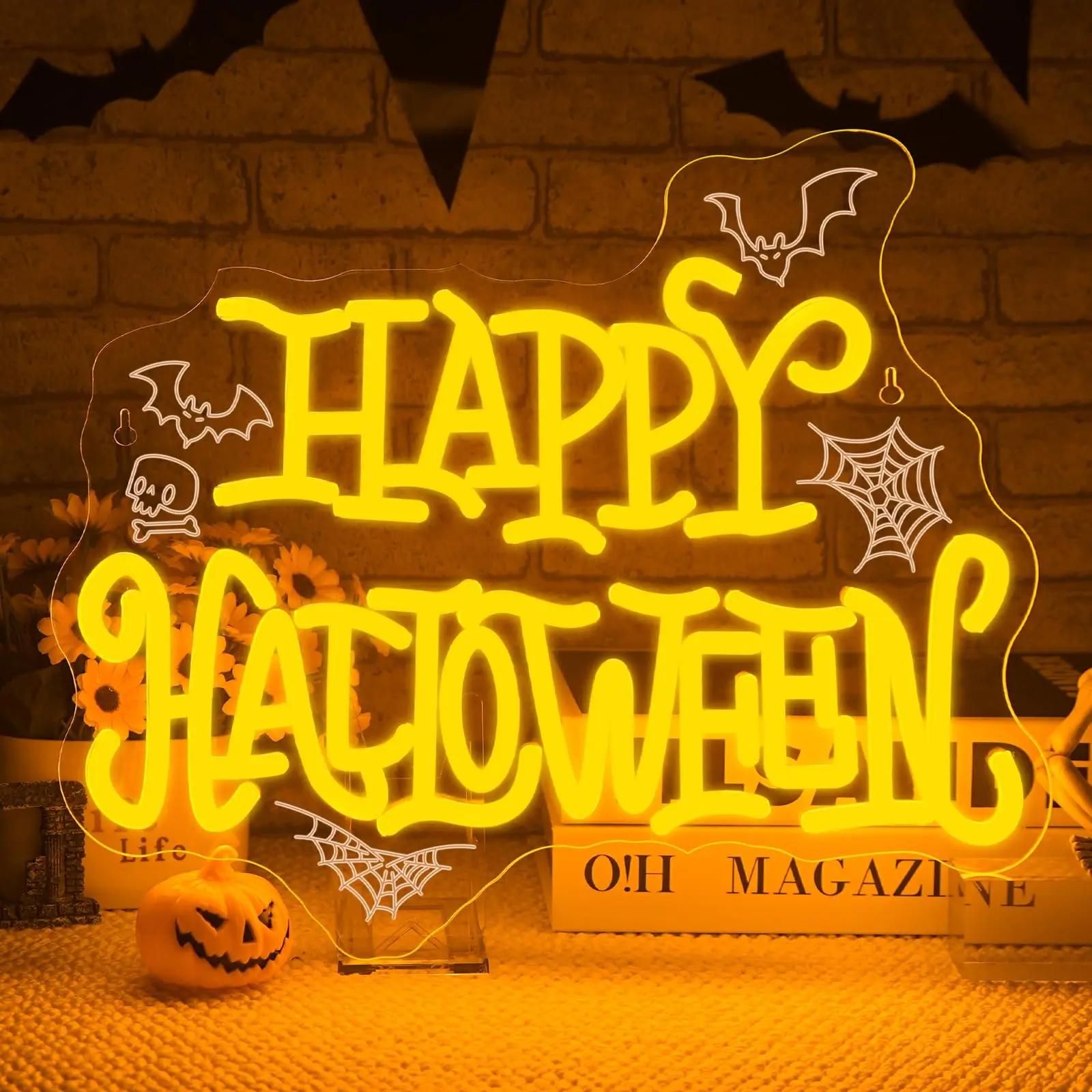 

Pumpkin Neon SignHappy Halloween Sign Party Decor Lights, Kids Room Neon Sign for Thanksgiving Bedroom Gaming Room Man Cave Bar