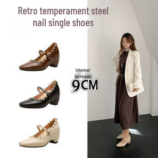 Women's Versatile Ballet-Style Summer Shoes with Lace-up, Inner Height Increase, and Soft Breathable Sole