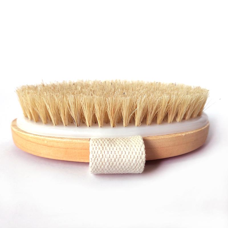 Handheld Solid Wood Bath & Massage Brush with Bristles