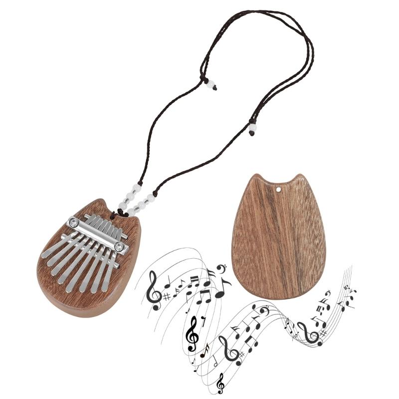 Portable 8 Keys Mini Kalimba Piano with Lanyard Wood Finger Piano Thumb Piano Musical Instrument Gift for Kids and Adult