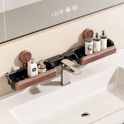 UFORU No-Drill Bathroom Storage Shelf - Chinese Style Suction Cup Rack for Vanity, Sink & Faucet Area