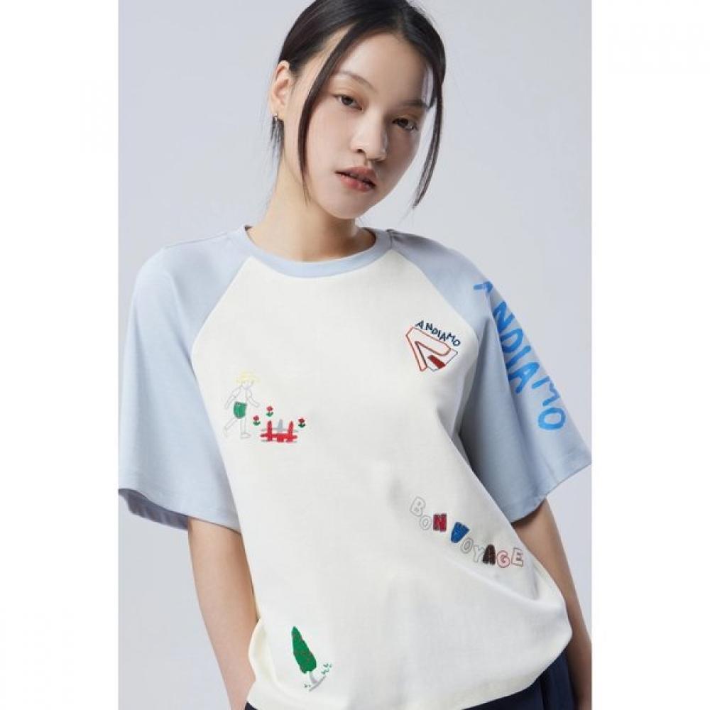 Benetton Embroidered PrinT Raglan T shirT baTs92611