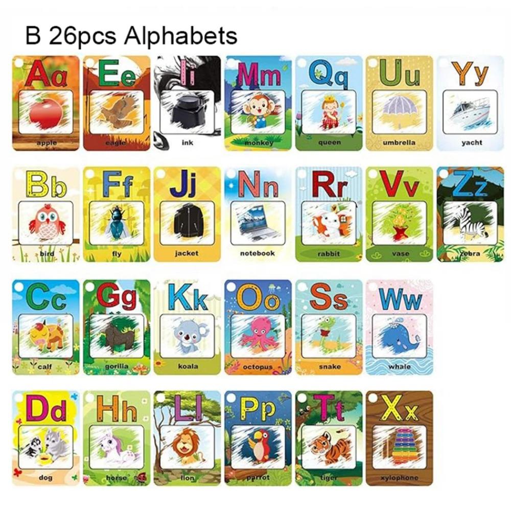 Water Drawing Card 26 Alphabet Coloring Book & 2 Magic Pen Letter Card Painting Board English Learning Educational Toys