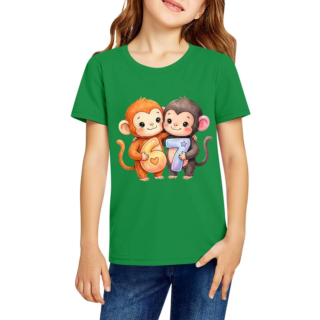Ropa de Trabajo de Moda de Cuello Redondo y Manga Corta Tops Estampados Para NIÑO Tops de Verano