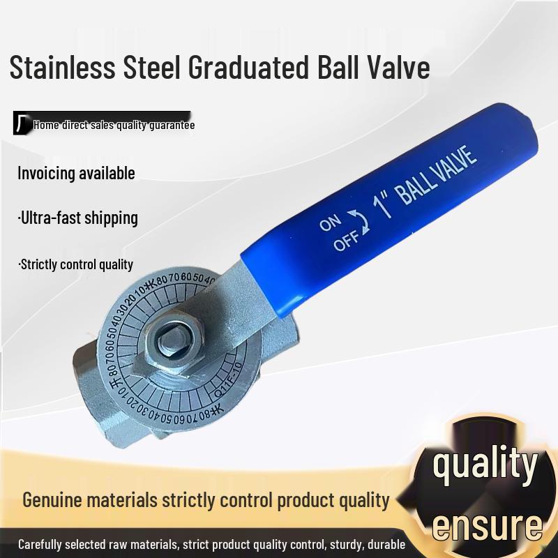 Q11F Stainless Steel 304/316 Ball Valve with Scale, Two-Piece Internal Thread, 1-Inch, for Kiln, Oil, and Gas Regulation.
