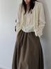 Orange Zizhi Autumn Korean Style Embroidered Vest & Matching Cardigan Sweater Set 9607.