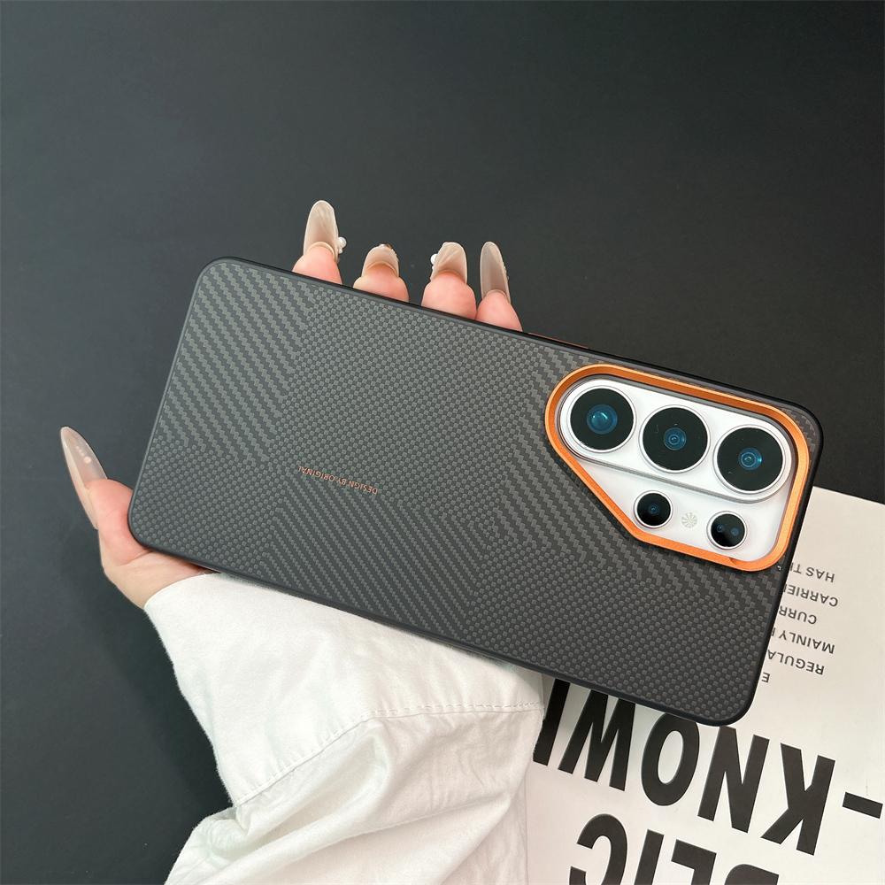 Full Protect Carbon Fiber Pattern Invisible Magnetic Phone Case for Samsung S2 S24 S23 S26 Ultra Series Wireless Charging Cover