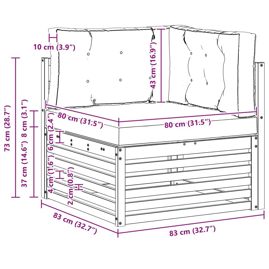 Outdoor Corner Sofa Solid Acacia Wood White