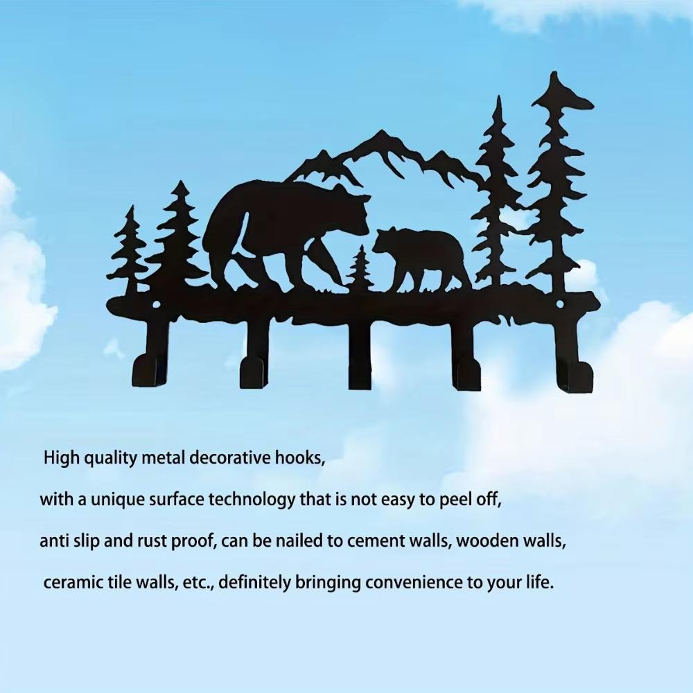 1pc Adorable Wall-mounted Metal Bear Key Hook Decoration For Hanging Clothes And Hats, Perfect For Decorating The Back Wall