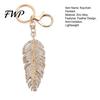 Rhinestones Inlay Keychain Pendant Inlaid Feather Shape Key Chain with Anti-Oxidation Lobster Clasp Backpack Bag Accessory Alloy